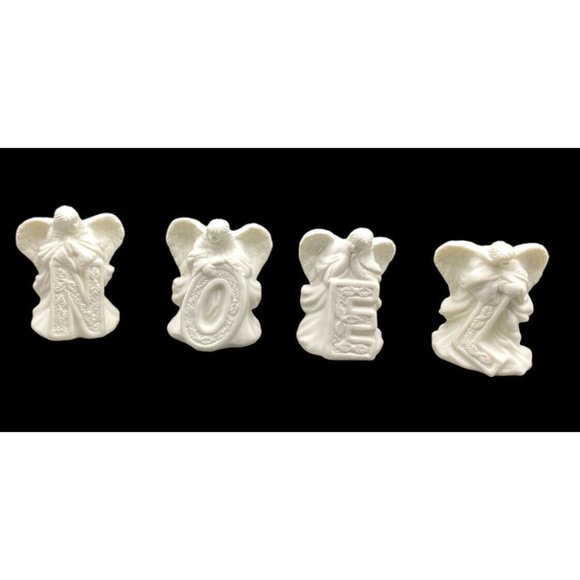 Unbranded Other - Christmas Angel Noel Ceramic Figurine 4 Piece Set White Decor Holiday Farmhouse